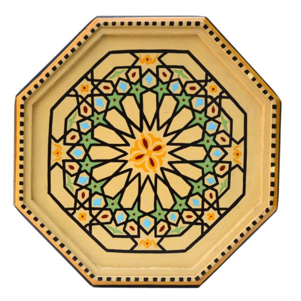 Orientalischer Beistelltisch Gypten –Beige Handbemalt massiv H 50 cm