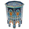 Marokkanischer Beistelltisch Souk Blau Handbemalt Vollholz H 50 cm
