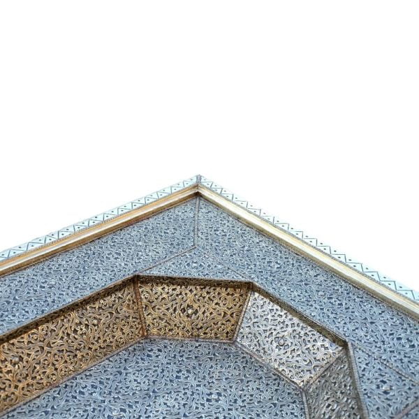 Arabischer Couchtisch Kasbah – Vollholz / Versilbertes Messing H 60 cm