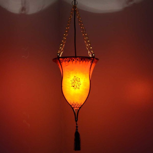 Leder-Deckenlampe Pokal Orange
