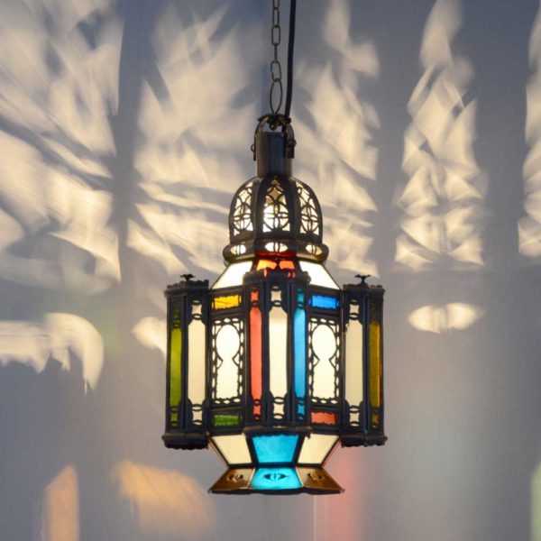 Orientalische Lampe Kinza Bunt Metall/Glas H 38 cm
