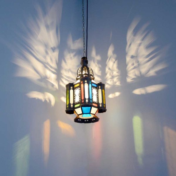 Orientalische Lampe Kinza Bunt Metall/Glas H 38 cm
