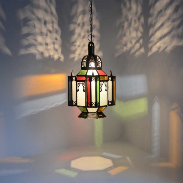 Orientalische Lampe Kiran Bunt Metall/Glas H 42 cm