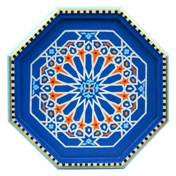 Orientalischer Tisch Aleyna Blau Handbemalt H 50 cm