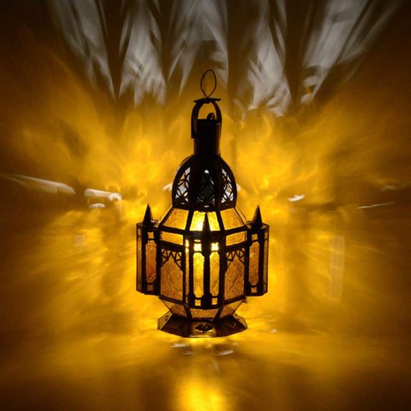 Marokkanische Lampe Inaya Amber Metall/Glas H 31 cm