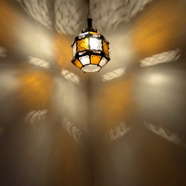 Arabische Lampe Dad Weiß/Amber H 35 cm