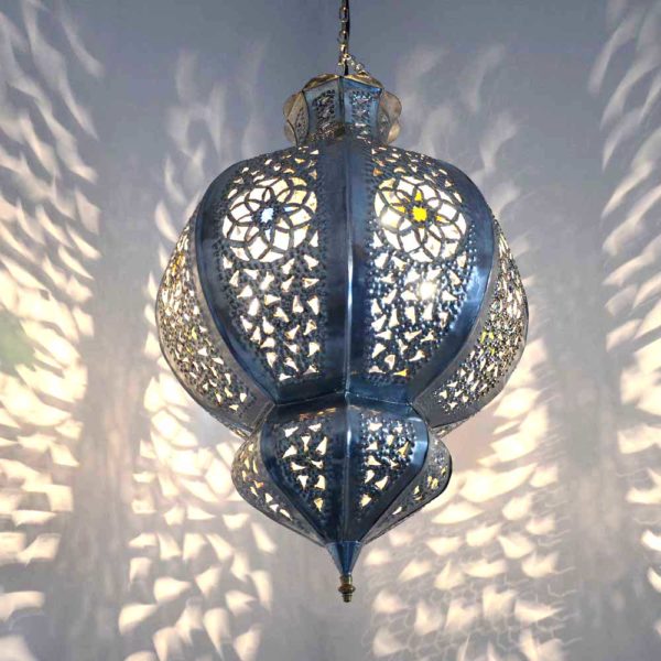 Orientalische Lampe Marrakesch Silber H 45 cm