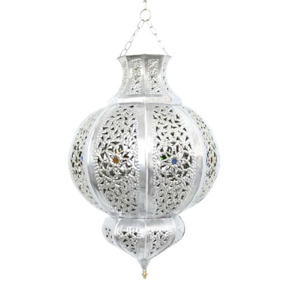 Orientalische Lampe Marrakesch Silber H 45 cm