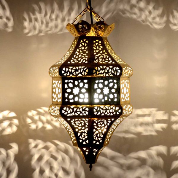 Orientalische Leuchte Nadira Milchglas aus Messing H 45 cm