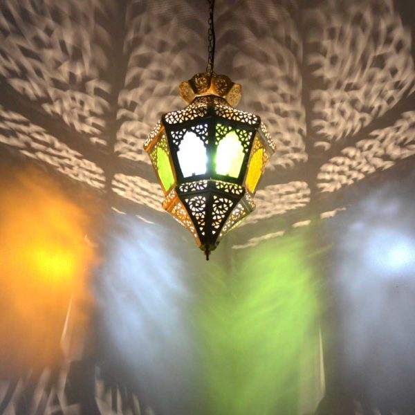 Orientalische Lampe Mayla Bunt aus Messing H 45 cm