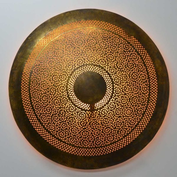 Orientalische Wandleuchte Ring Big aus Messing D 77 cm