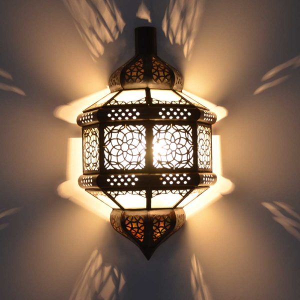 Orientalische Wandlampe Assala Milchglas H 37 cm