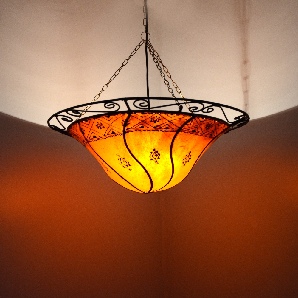 Deckenlampe aus Leder Hats Orange