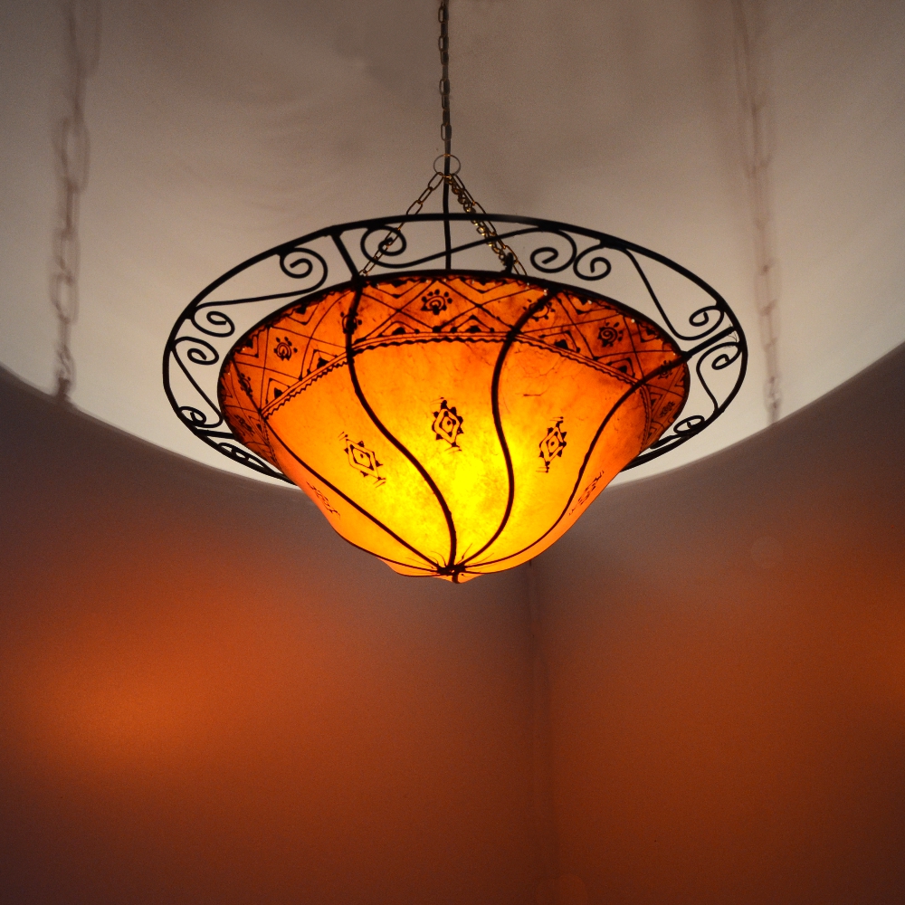 Deckenlampe aus Leder Hats Orange