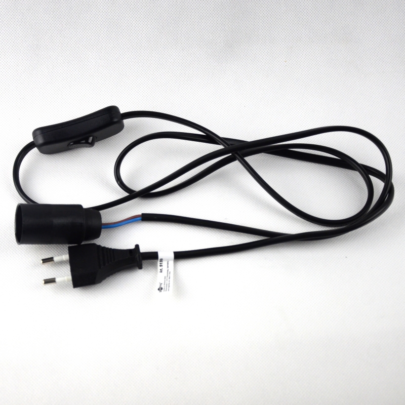 Netzkabel mit Schalter, Eurostecker und Fassung für Eisenlaternen und Leder Stehlampen